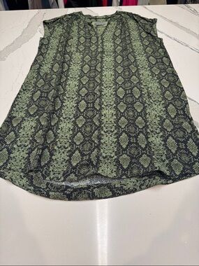 Anthropologie Olive/Black Snake-Print Knee Length Dress XLP Never Worn